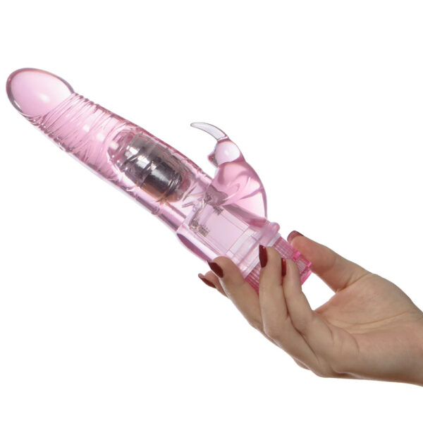 Crystal Clear Pink Rabbit Vibrator - 9 Inch - Image 3