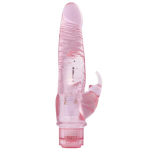 Crystal Clear Pink Rabbit Vibrator - 9 Inch