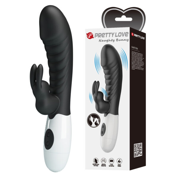 Pretty love Black Ribbed Rabbit Vibrator
